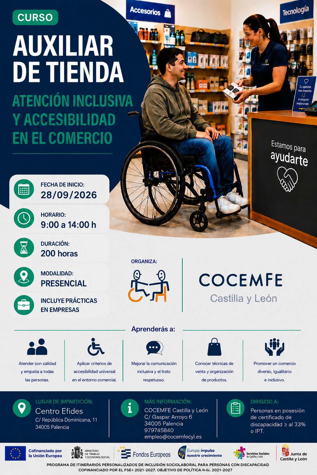 Curso auxiliar de tienda atención inclusiva y accesibilidad en el comercio